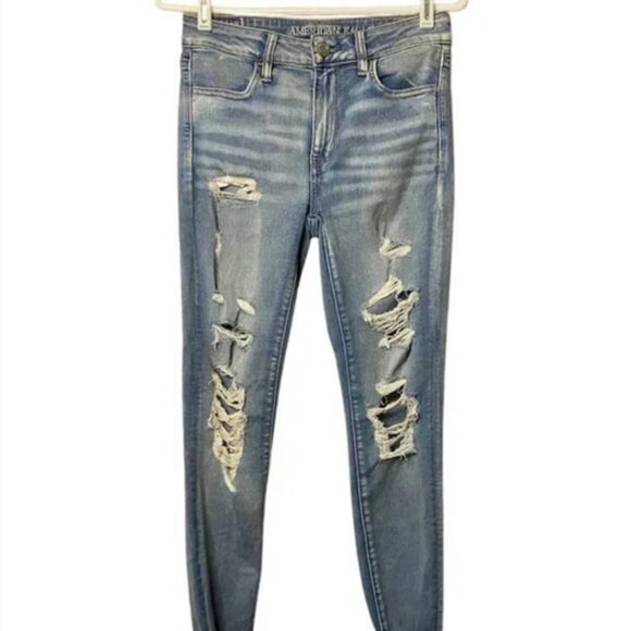 American Eagle Outfitters Denim - American Eagle Outfitters Super Stretch X High Rise Ripped Distressed Jeans